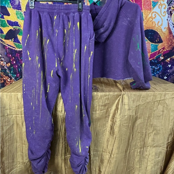 Purple and Yellow Mardi Gras Women's Jogger Set - Picture 4 of 4